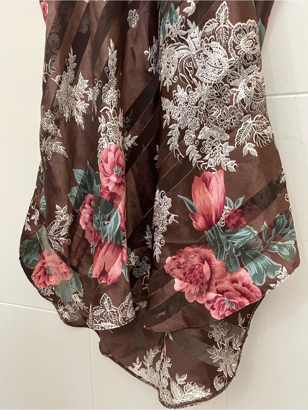 Vintage Lace Slip Dress Size M Brown Floral Sheer Beautiful Whimsy Goth Fairy